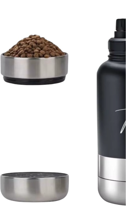 black dog travel water bottle for hiking