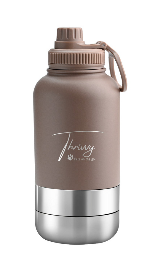 Thrivvy 3 in 1 Companion Travel Water Bottle - BROWN