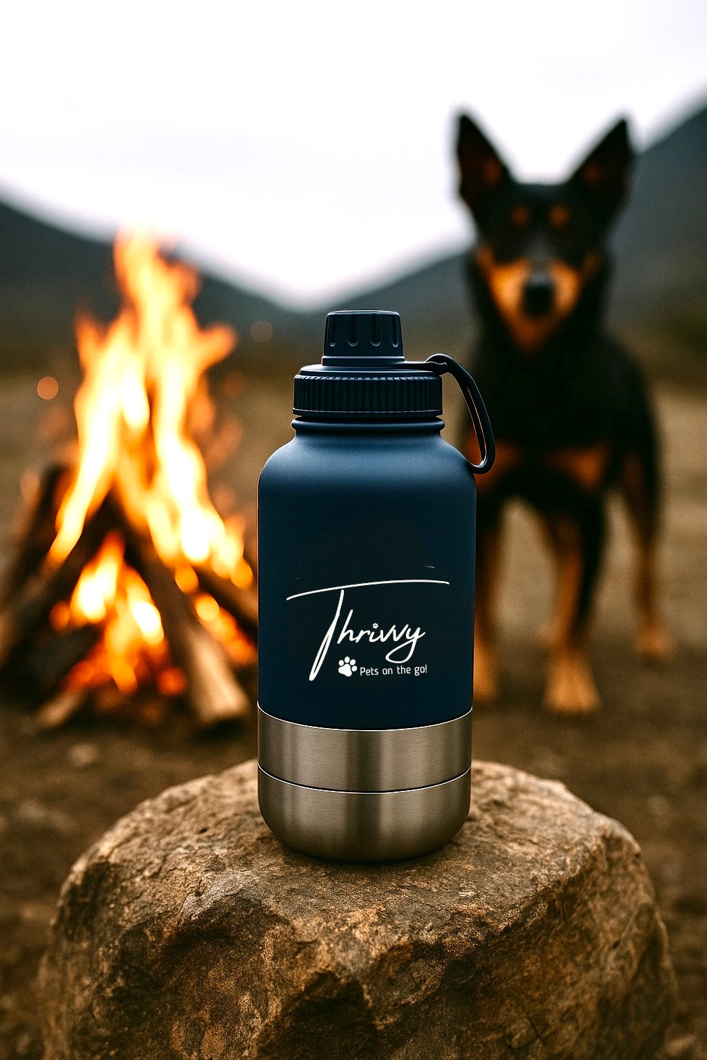 Thrivvy 3 in 1 Companion Travel Water Bottle - INDIGO