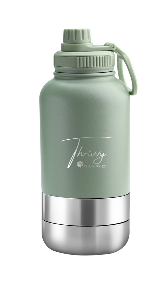 Thrivvy 3 in 1 Companion Travel Water Bottle- SAGE GREEN