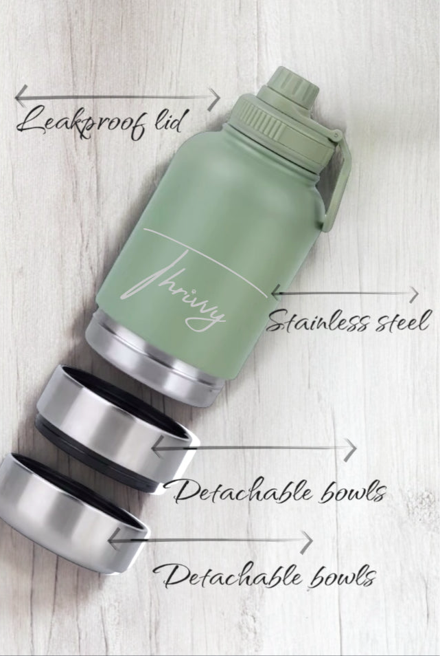 Thrivvy 3 in 1 Companion Travel Water Bottle - MIDNIGHT