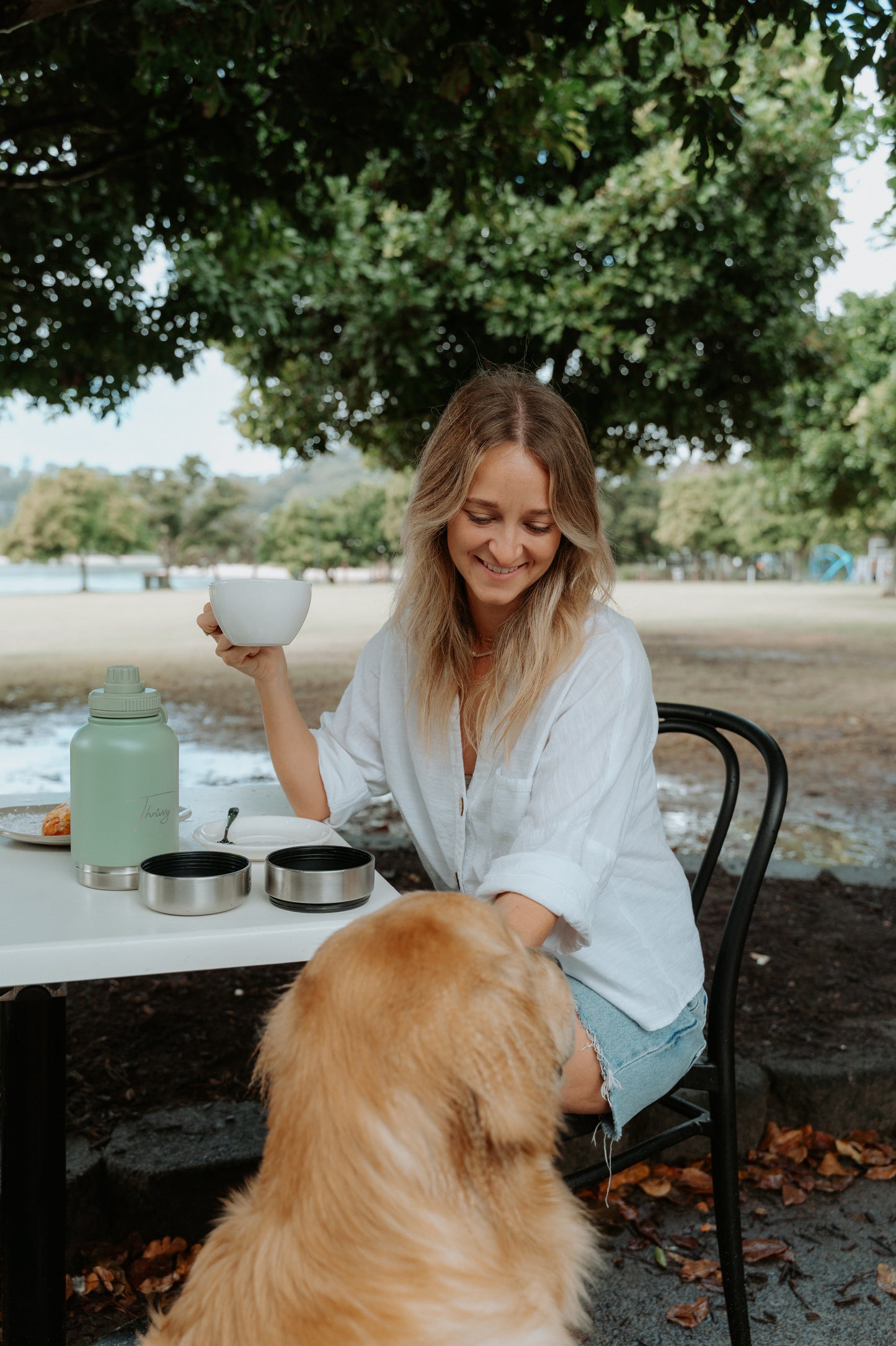 Thrivvy 3 in 1 Companion Travel Water Bottle- SAGE GREEN